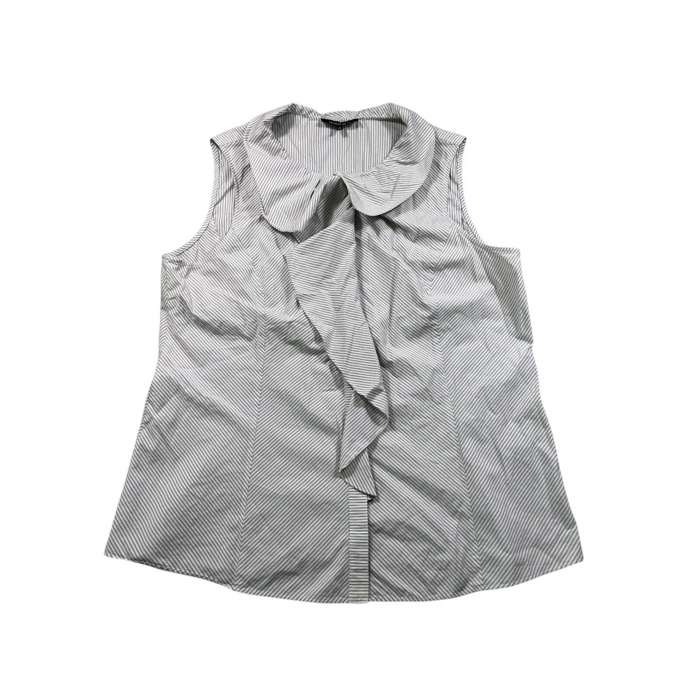 Lafayette‎ 148 New York 14 Taupe Stripe Twist Front Cap Sleeve Blouse